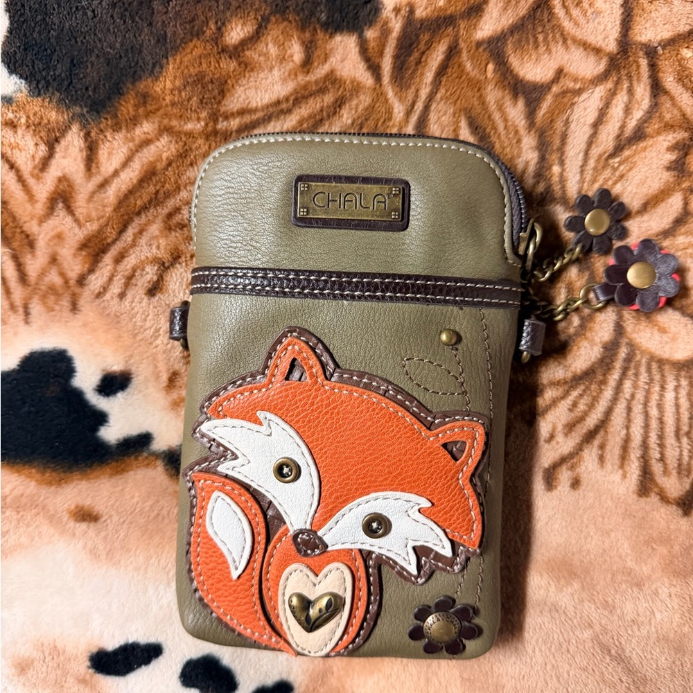 Chala Olive and Orange Fox Pouch